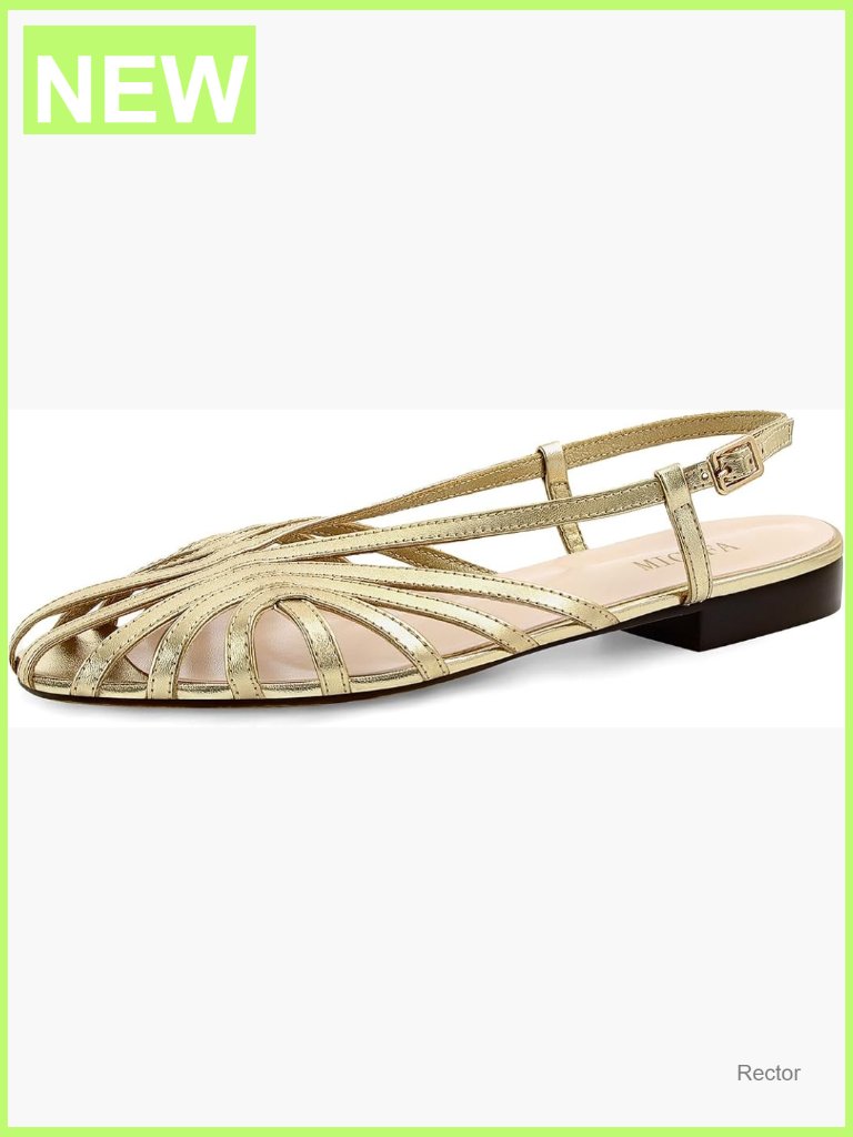 Square Toe Slingback Flat Sandals With Buckle Strap - Slip On Summer Dress Shoes